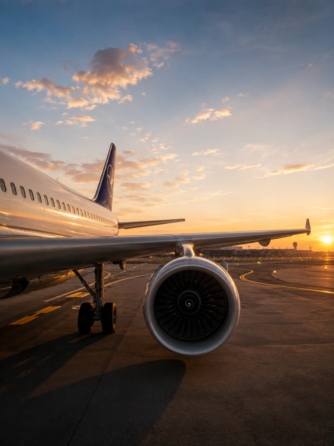 An aircraft on an airport runway