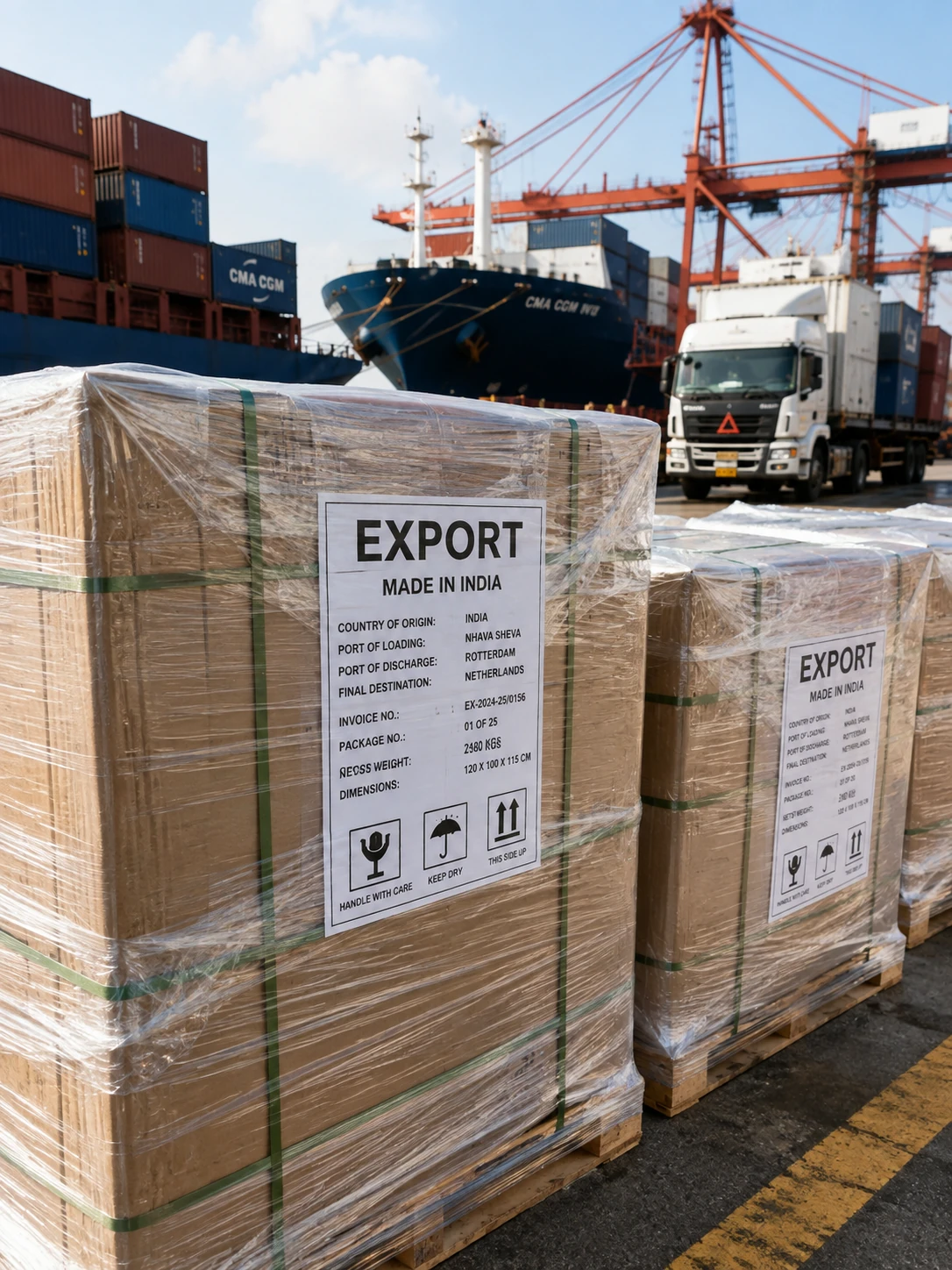 Cargo being prepared for export at a port